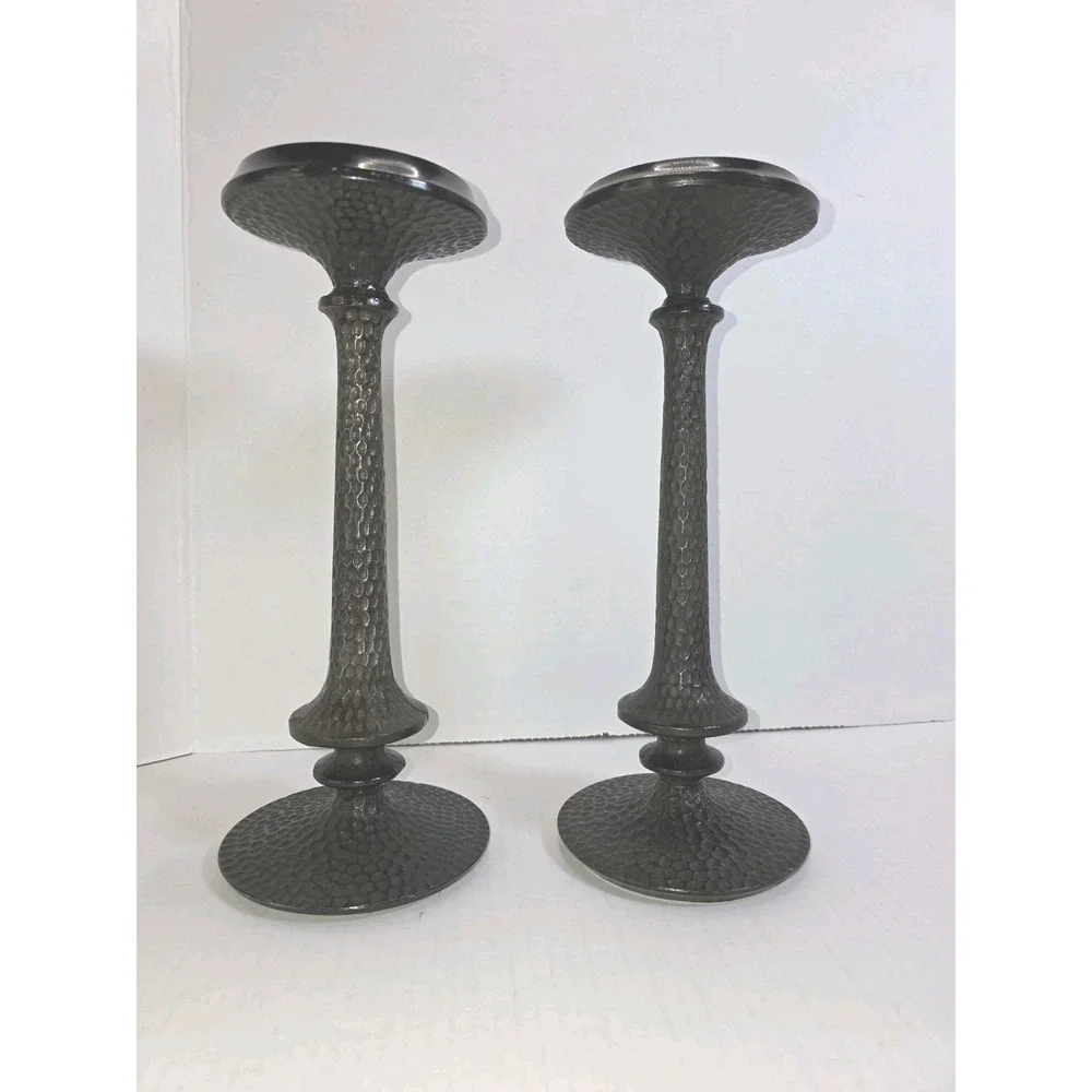 Target Set Of 2 Hammered Textured Dark Pillar Tapered Rustic Candle Holders 11